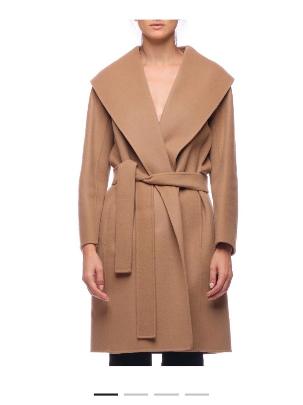S MaxMara Messi Wool Wrap Coat in Camel